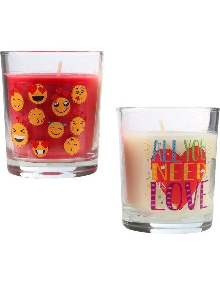Pack de 2 Velas Aromáticas, Vela en Vaso de Cristal de Cera Vegetal, 8.5x7cm, 2x30h, 2x140g