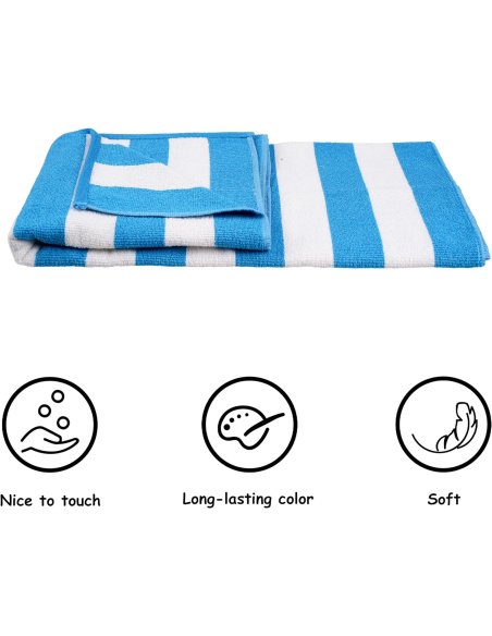 Toalla de Playa Grande Antiarena, 90x170 cm, 70% Algodón 30% Poliéster - Toallas de Piscina, Suave, de Secado Rápido