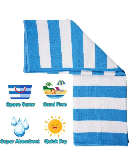 Toalla de Playa Grande Antiarena, 90x170 cm, 70% Algodón 30% Poliéster - Toallas de Piscina, Suave, de Secado Rápido