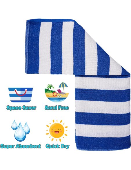 Toalla de Playa Grande Antiarena, 90x170 cm, 70% Algodón 30% Poliéster - Toallas de Piscina, Suave, de Secado Rápido