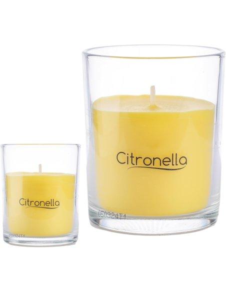 Velas Aromáticas de Citronela Natural en Vaso de Cristal 125g x 2-28 Horas de Duración, 8.5x7 cm