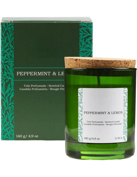 Vela Perfumada Botanical, Vela en Vaso de Cristal con Tapa de Corcho - Velas Cera Vegetal, 8.5x7cm, 140g x 1 unidad