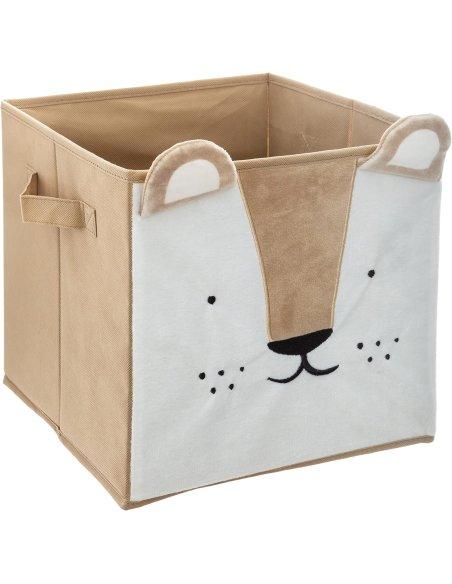 Cajas Almacenaje Infantil, Plegable Cuadrados Cestas de Almacenamiento,Caja de Tela, Cesta De Ordenación Infantil, León