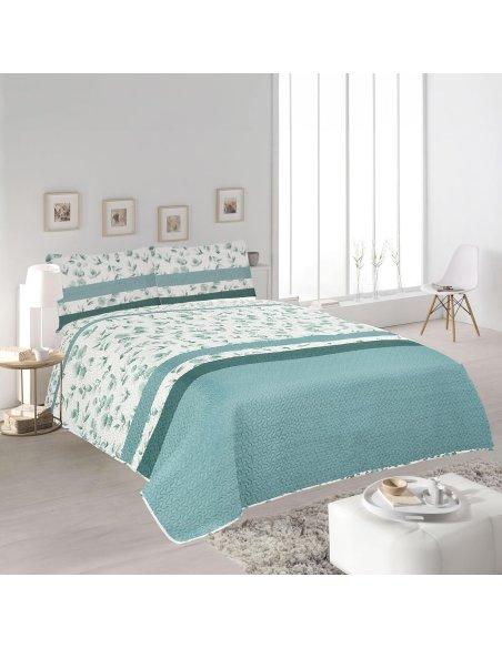 Colcha Bouti Estampada Microfibra Extra Suave, Bicolor Reversible, Cubrecama Fina, para Verano y Entretiempo