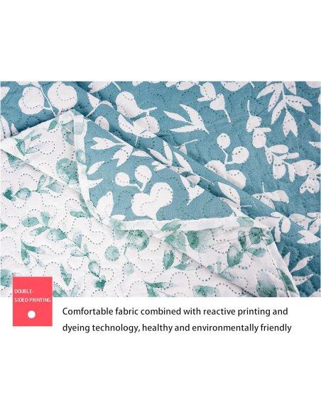 Colcha Bouti Estampada Microfibra Extra Suave, Bicolor Reversible, Cubrecama Fina, para Verano y Entretiempo