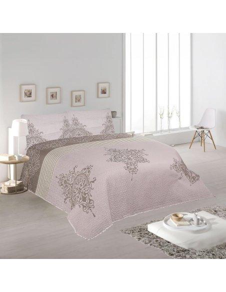 Colcha Bouti Estampada Microfibra Extra Suave, Bicolor Reversible, Cubrecama Fina, para Verano y Entretiempo