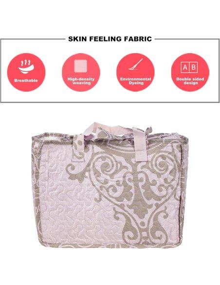 Colcha Bouti Estampada Microfibra Extra Suave, Bicolor Reversible, Cubrecama Fina, para Verano y Entretiempo