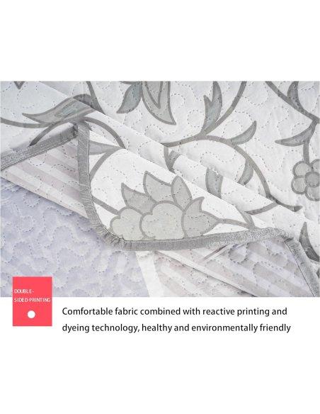 Colcha Bouti Estampada Microfibra Extra Suave, Bicolor Reversible, Cubrecama Fina, para Verano y Entretiempo