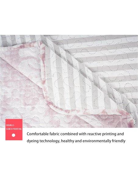 Colcha Bouti Estampada Microfibra Extra Suave, Bicolor Reversible, Cubrecama Fina, para Verano y Entretiempo