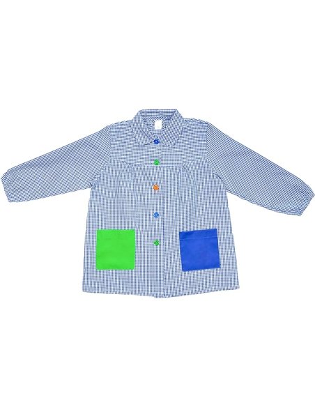 Bata Escolar, Babi Escolar Infantil para Guarderia y Colegio, Bata Escolar Niño Niña con Botones y Cuello