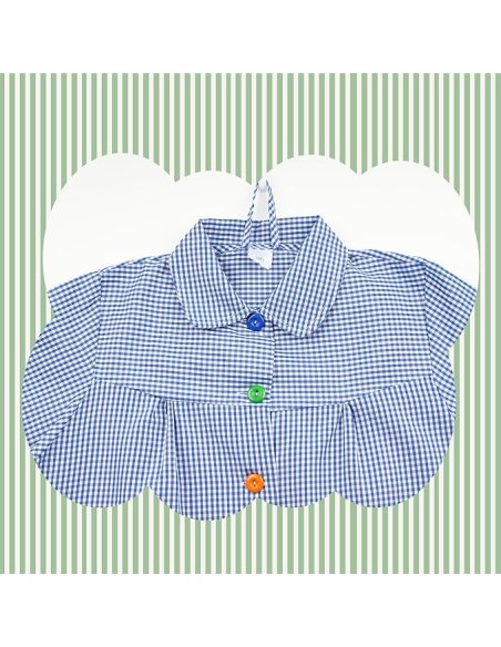 Bata Escolar, Babi Escolar Infantil para Guarderia y Colegio, Bata Escolar Niño Niña con Botones y Cuello