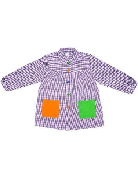 Bata Escolar, Babi Escolar Infantil para Guarderia y Colegio, Bata Escolar Niño Niña con Botones y Cuello