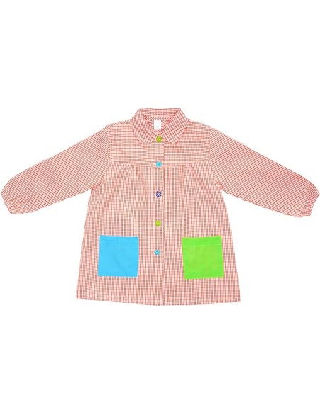 Bata Escolar, Babi Escolar Infantil para Guarderia y Colegio, Bata Escolar Niño Niña con Botones y Cuello