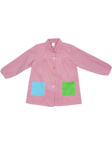 Bata Escolar, Babi Escolar Infantil para Guarderia y Colegio, Bata Escolar Niño Niña con Botones y Cuello