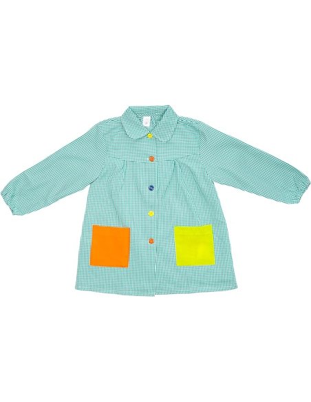 Bata Escolar, Babi Escolar Infantil para Guarderia y Colegio, Bata Escolar Niño Niña con Botones y Cuello