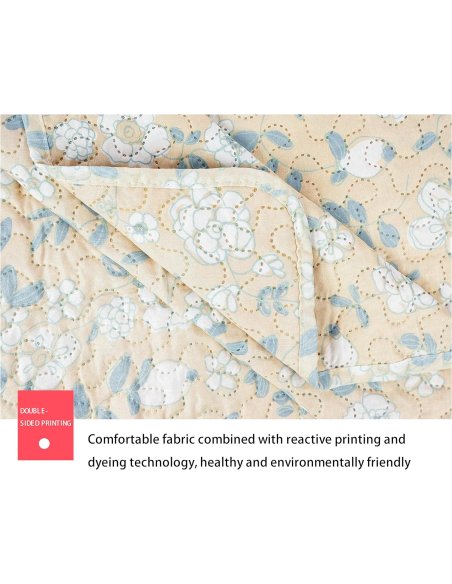 Colcha Bouti Estampada Microfibra Extra Suave, Bicolor Reversible, Cubrecama Fina, para Verano y Entretiempo