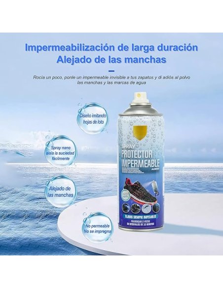 Spray Impermeabilizante para Calzado - Protección contra Agua y Manchas para Cuero y Textiles, Invisible y Duradero - 400ml