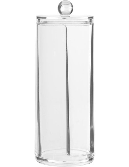 Dispensador Redondo, Contenedor de Algodón, Contenedor de Desmaquillantes Algodón, Algodonero, Transparente,7.5 x 20 cm