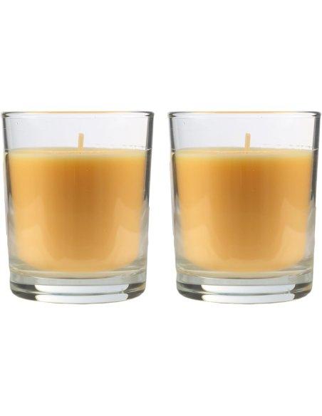 Vela Aromática, Vela en Vaso de Cristal de Cera Vegetal - 28 Horas de Duración, Velas Perfumadas, 8,5x7 cm 2 unidades