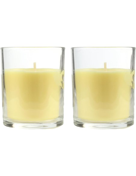 Vela Aromática, Vela en Vaso de Cristal de Cera Vegetal - 28 Horas de Duración, Velas Perfumadas, 8,5x7 cm 2 unidades