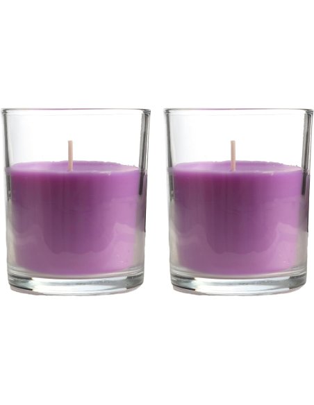 Vela Aromática, Vela en Vaso de Cristal de Cera Vegetal - 28 Horas de Duración, Velas Perfumadas, 8,5x7 cm 2 unidades