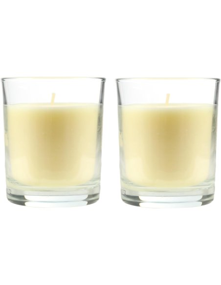 Vela Aromática, Vela en Vaso de Cristal de Cera Vegetal - 28 Horas de Duración, Velas Perfumadas, 8,5x7 cm 2 unidades