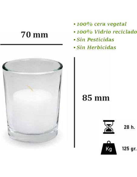 Vela Aromática, Vela en Vaso de Cristal de Cera Vegetal - 28 Horas de Duración, Velas Perfumadas, 8,5x7 cm 2 unidades