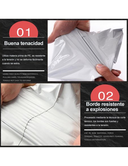 100 Bolsas Envío Autoadhesivas, Bolsas Plástico para Envíos, Impermeable, Opacas - Blanco