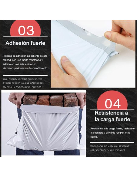 100 Bolsas Envío Autoadhesivas, Bolsas Plástico para Envíos, Impermeable, Opacas - Blanco