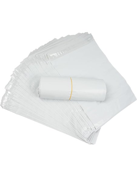 100 Bolsas Envío Autoadhesivas, Bolsas Plástico para Envíos, Impermeable, Opacas - Blanco