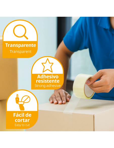 Cinta Embalar Transparente 48mm Precinto Cinta adhesiva para Cajas y Paquetes