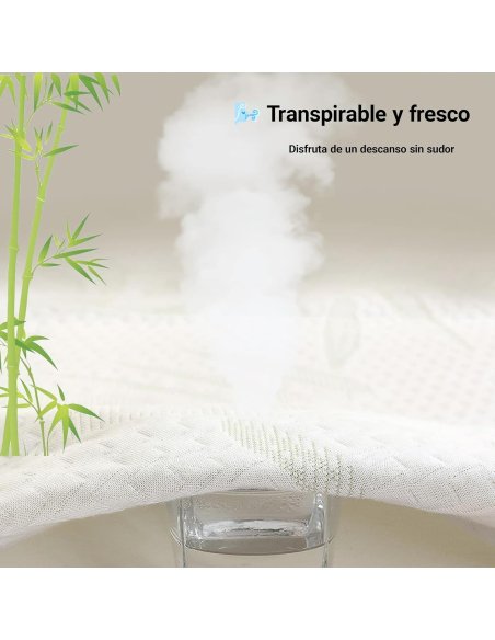 Protector Colchón Bambú Impermeable - Cubre Colchón Transpirable y Suave - Funda Colchón Ajustable hasta 30cm