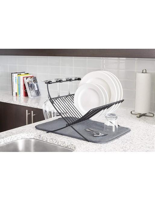 Umbra escurreplatos plegable, gris, 51x37x30 cm