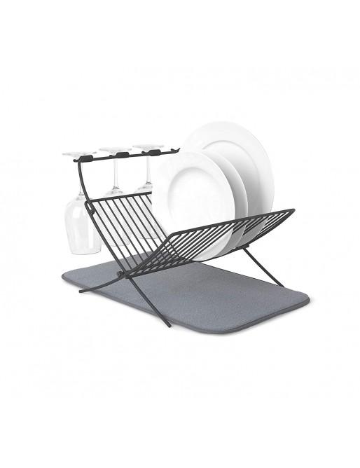 Umbra escurreplatos plegable, gris, 51x37x30 cm