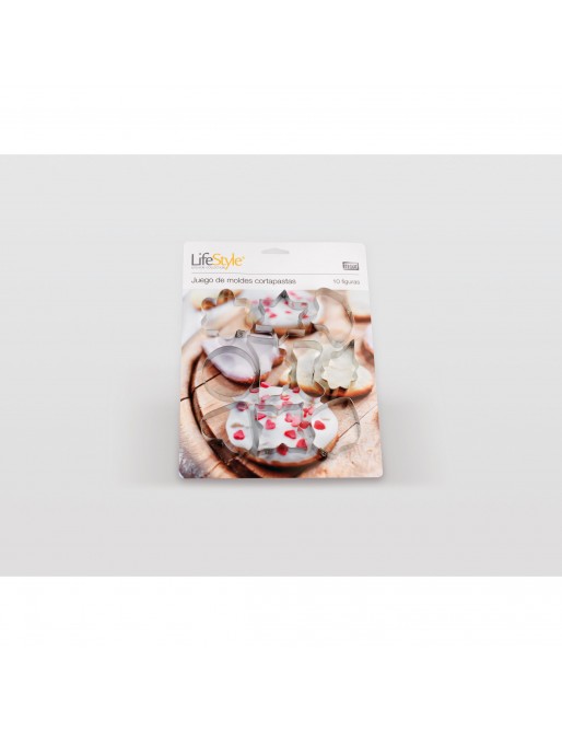 Juego cortapastas inox 10 figuras